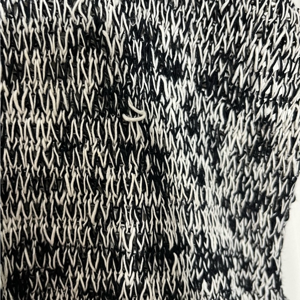 EILEEN FISHER Black and White Open Front Loose Knit Cardigan | size small - Picture 10 of 10